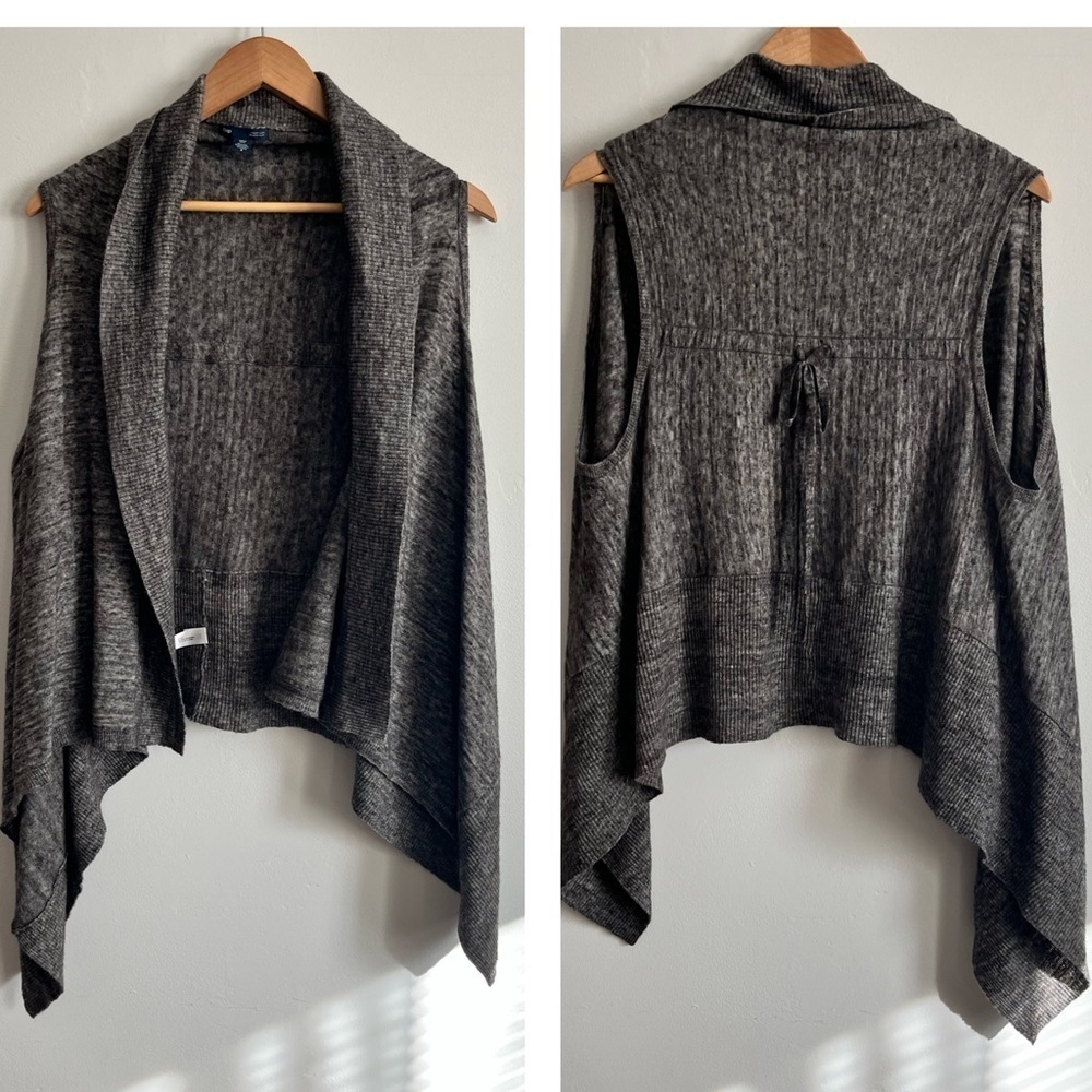Gap Alpaca Boho Wool Blend Waterfall Asymmetric Hemline Vest